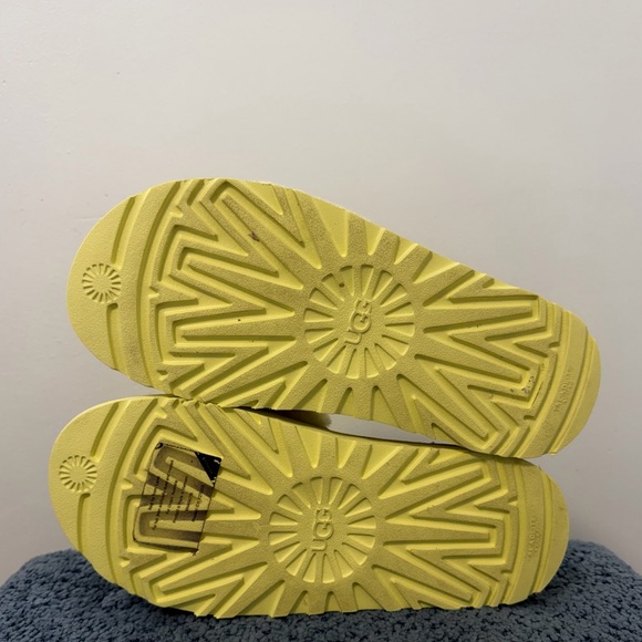 UGG Fluffy Yellow Slide Sandals - Picture 5 of 5